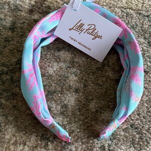NWT Lilly Pulitzer Vibrant Pink and Aqua Twist Knot Headband